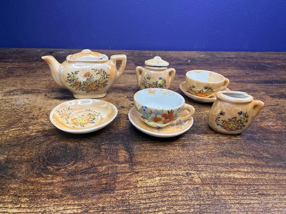 Vintage Miniature Porcelain Tea Set Made in Japan Floral Pattern